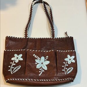 Gorgeous tooled leather large shoulder bag Paraguay by Leather in Leather